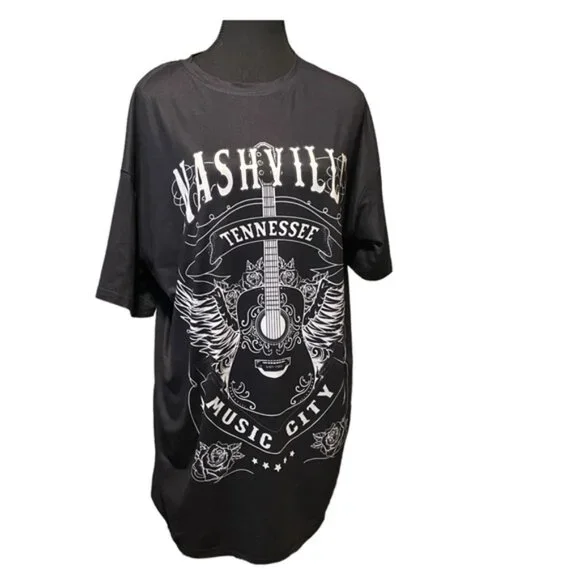 Plus Size Western Nashville Guitar Country Music Stampede Boho Cowgirl Sz OXL - Picture 2 of 9